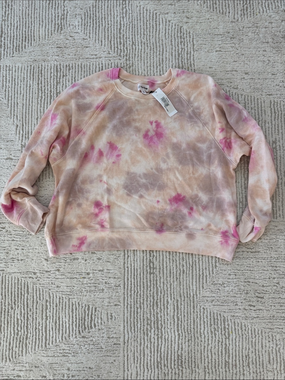 Women's Tie-Dye Crewneck Sweatshirt - Pink & Cream